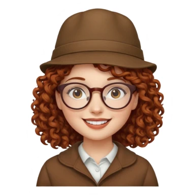 hatted girl with glasses and curly hair sticker
