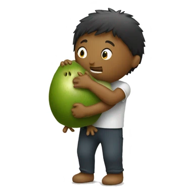 person hugging a kiwi sticker