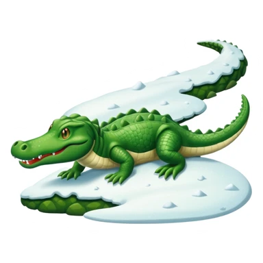 alligator sliding down snowy hill sticker