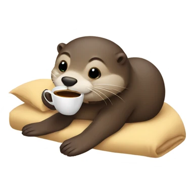 Otter with coffee in bed sticker