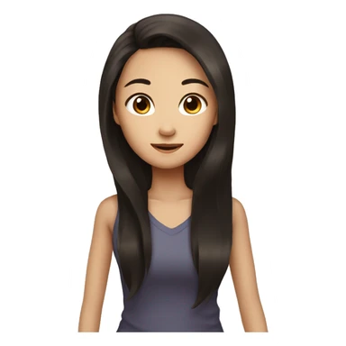 dark brown long haired asian girl pretty sticker