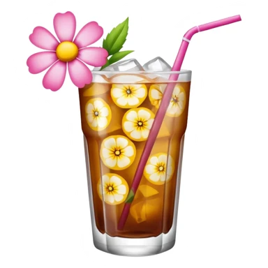 iced aesthetic drink with flower decor sticker