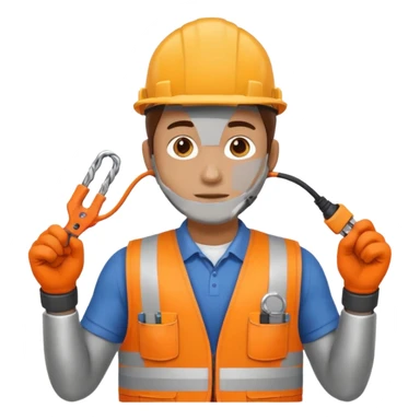 Electrician + cable coil + orange vest sticker