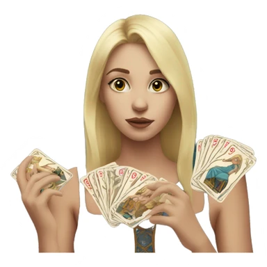 Blonde girl with tarot cards sticker