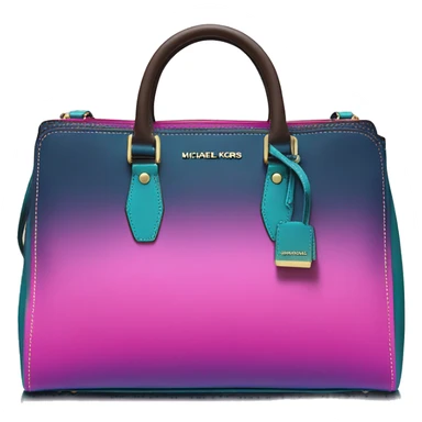 Realistic isolated neon magenta and dark teal blue ombre pinstripe Michael Kors satchel handbag purse.  sticker