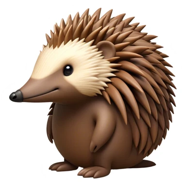 Cinematic Noble Echidna Portrait Emoji, Poised and regal, with a compact, spiky build and a textured, bristly fur in earthy browns, a distinctive pointed snout and keen, soulful eyes, Simplified yet sharp and sophisticated features, highly detailed, glowing with a warm, dignified glow, high shine, intelligent and resilient, stylized with an air of prickly elegance, focused and attentive, soft glowing outline, capturing the essence of a watchful and confident echidna, so majestic it feels as though it could scurry out of the screen with effortless authority! sticker