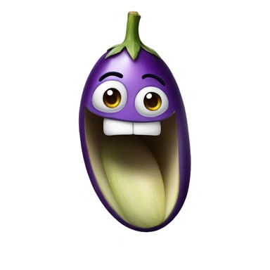 Create an emoji that looks exhausted but happy holding an eggplant with large veins on it that is squirting water from the top sticker