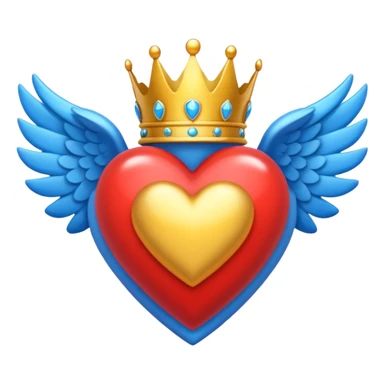 Un emoji de corazón azul con alas y una corona sticker