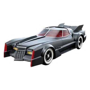  aerodynamic opulent dark futuristic concept Batmobile loosely based on 1976  Cadillac coupe deville roadster racing(flat long straight faceted mechanical body) winged stealthy street hot rod  sticker