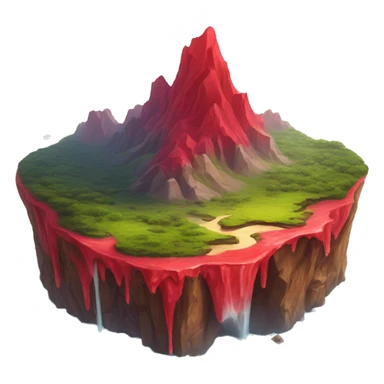 Floating island mountain wasteland with red water rivers sticker