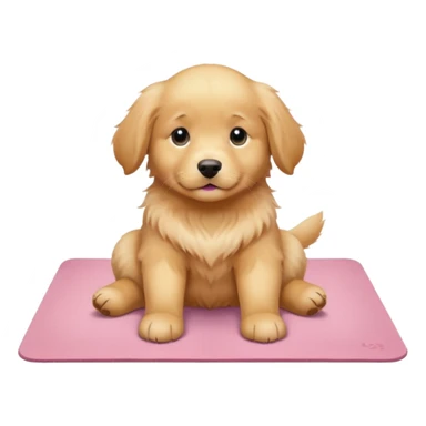 Sassy Golden retriever puppy on light pink yoga mat sticker