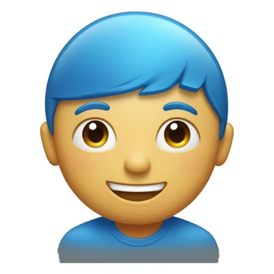 person with a blue top of head and a raindrop going down the cheek, but making a happy face sticker