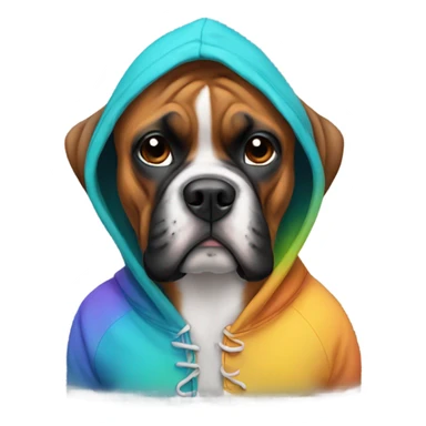 Boxer dog wearing hoodie sticker