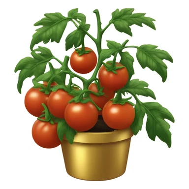 Tomato plant with 7 Black tomatoes on in a gold pot sticker