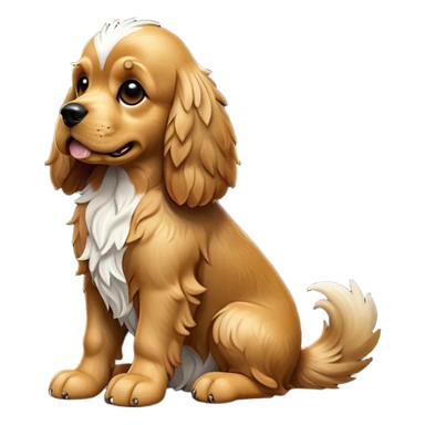 cinematic-[cocker spaniel dog]-realistic-full-body-sitting-emoji,-tail-resting-loosely-beside-its-paws,-head-tilted-dramatically,-scruffy-[black]-fur,-simplified-yet-realistic-focused-features,-highly-detailed,-glowing-with-an-almost-sarcastic-glow sticker
