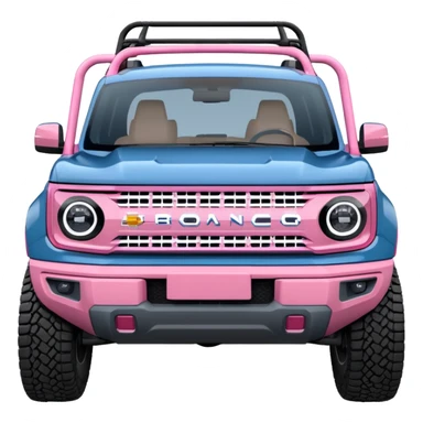 grey blue Ford bronco sport with a pink  ranch hand grill guard sticker