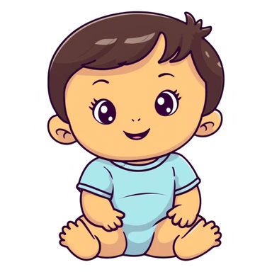 smiling baby girl with big eyes, medium skin tone, and dark hair sticker