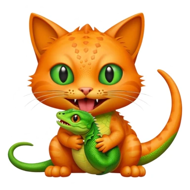 Cat with a lizard in its mouth. sticker