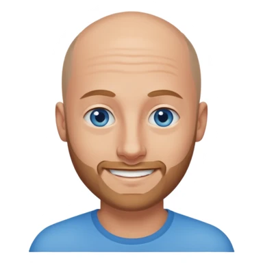 homme yeux bleus presque chauve et une barbe courte moins de chevaux et sourir sticker