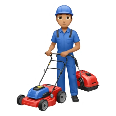 Maintenance worker
with lawnmower, full body sticker