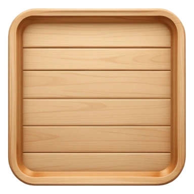 Light wooden rectangular tray in a top view and sharp edges. Aesthetic.  sticker