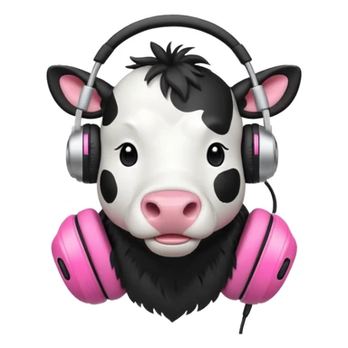cartoon cow with big headphones sticker