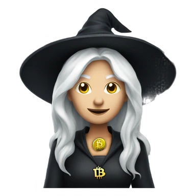 Witch with bitcoin, white skin, white hair  sticker