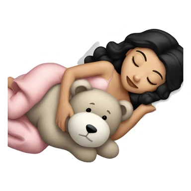 sleeping beauty dark black haired white girl with a silk pillow and a teddy bear sticker