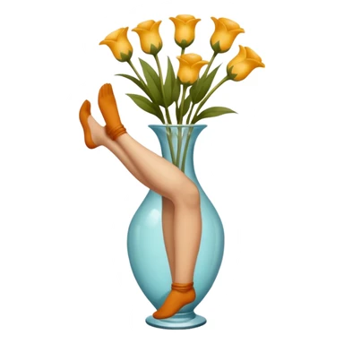 Person stuffed in a vase with their legs sticking out sticker