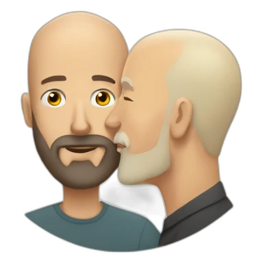 older buzz cut European blonde bearded  man kissing bald older Ethiopian bearded  man sticker