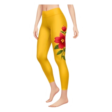yellow leggings featuring small red flower designs, legs only sticker