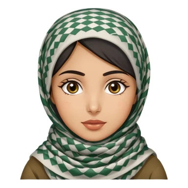 Palestinian girl with warm expression wearing traditional keffiyeh scarf, simple background sticker