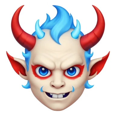Cool devil with blue flame and shades, cute face, half body sticker