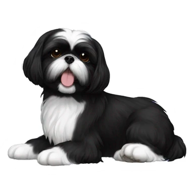 Happy All black Black shih tzu laying sticker