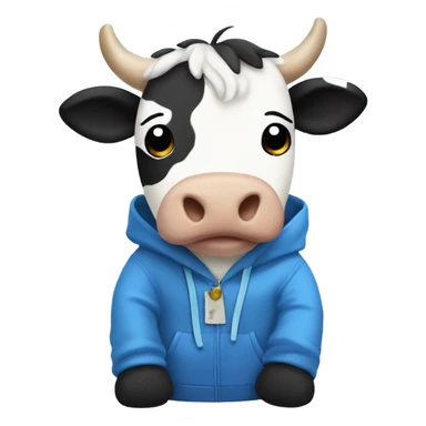 marlow moo a cute stuffed toy cow wearing a facebook hoodie and blue slacks sticker