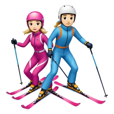 Man and women skiing sticker
