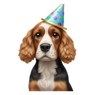 cocker spaniel with party hat sticker
