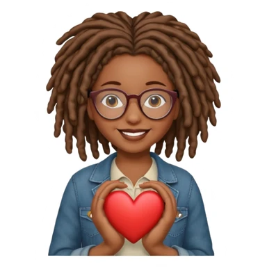 Girl Scouts African American girl with locs and glasses heart  sticker