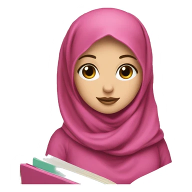 White Girl with pink hijab and books sticker