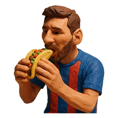 claymation style Messi eating tacos sticker