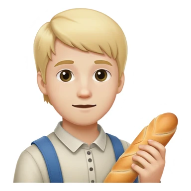 visibly disabled teen with neckbeard blonde holding bread baguette sticker