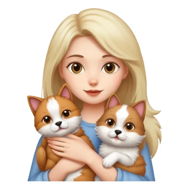 Girl holding a cat and a dog sticker