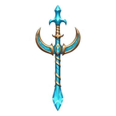 Cyan Poseidon's trident with glitter sticker