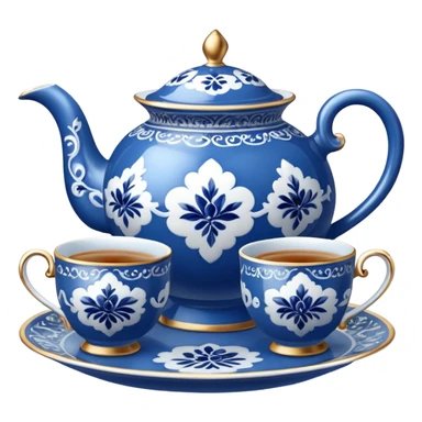 blue porcelain tea set  sticker