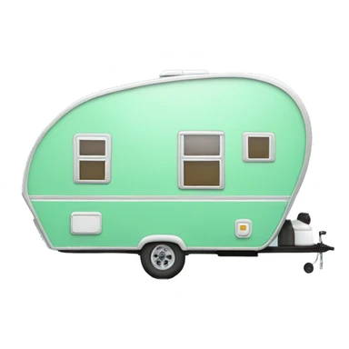 Realistic mint green camping travel trailer isolated. sticker