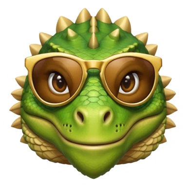 rich capitalist iguana head with golden glossy sunglasses sticker