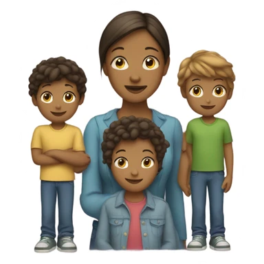 mom with 3 children (a teen and two small children) sticker