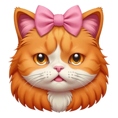 Crying orange cat wearing a pink bow  sticker