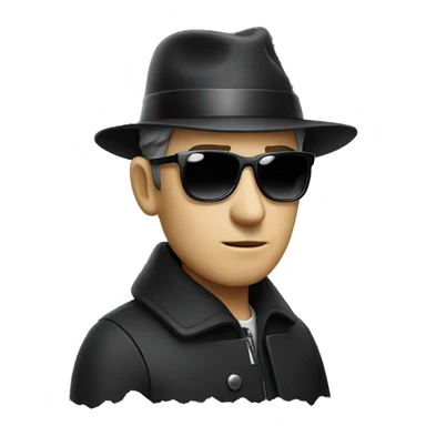 suspicious man with black hat and a coat sunglasses  sticker