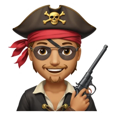 Pirates patch on left eye hoarding a gun sticker